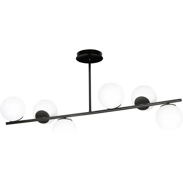 Emibig Odder hanglamp zwart met melkwitte bollen 6x E14 - Perfecte verlichting voor elke ruimte Zwartachtig