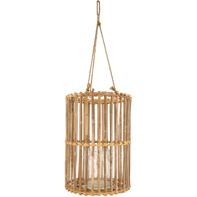Dijk Natural Collections Lantaarn Bamboo met glas - 28 x 38 cm beige