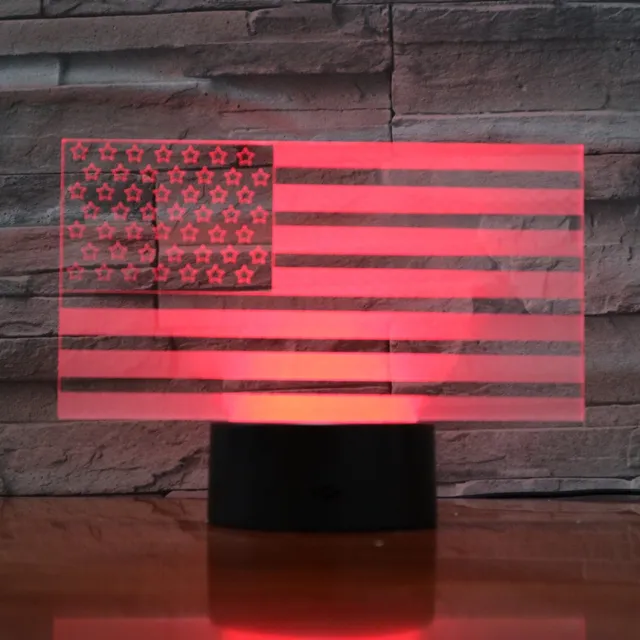 MC Living 3D Led Lamp Met Gravering - RGB 7 Kleuren - Vlag USA