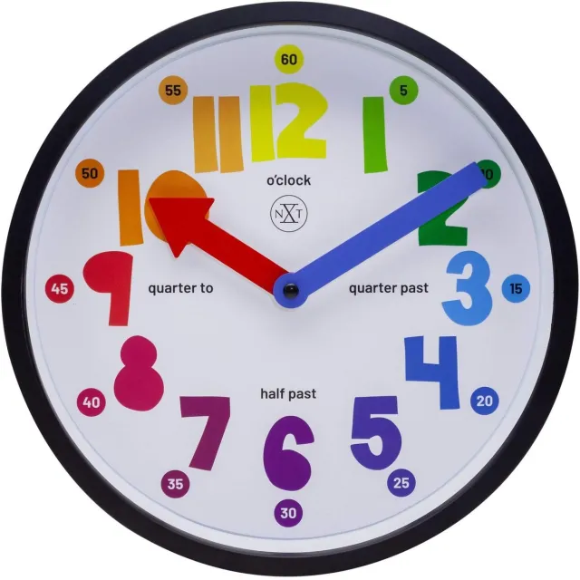 NeXtime Wandklok nXt Sophia dia 26 cm kunststof zwart Blauw
