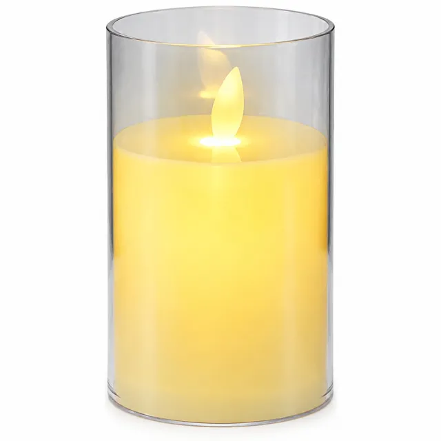 SWGOTA led kaarsen: ivoorkleurige LED-kaars met bewegende vlam en transparante kap, 7,8 x 12,5 cm