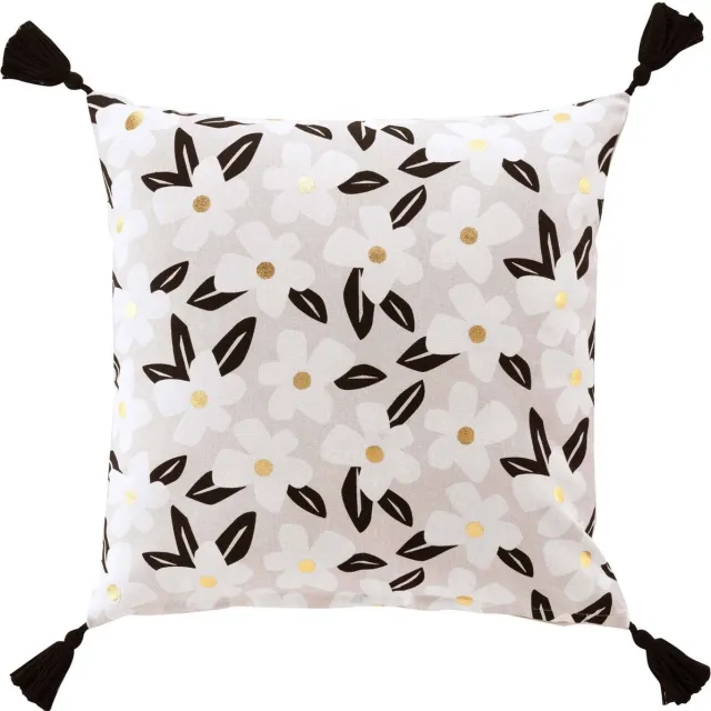 Douceur d intérieur Decoratief katoenen kussen DARCY, 45 x 45 cm grijs
