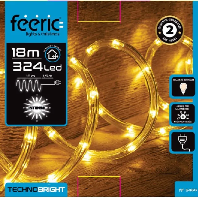 Feeric lights & Christmas Lichtslang/slangverlichting - 18 meter - 324 led lampjes - warm wit