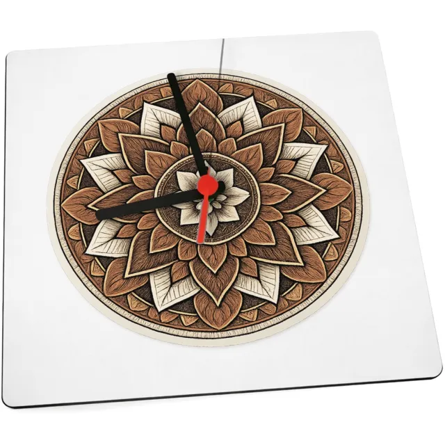Mr Cadeautjes Klok 19 x 19 - design Ronde set met een stilistisch botanisch kompasmotief | cadeau Wit
