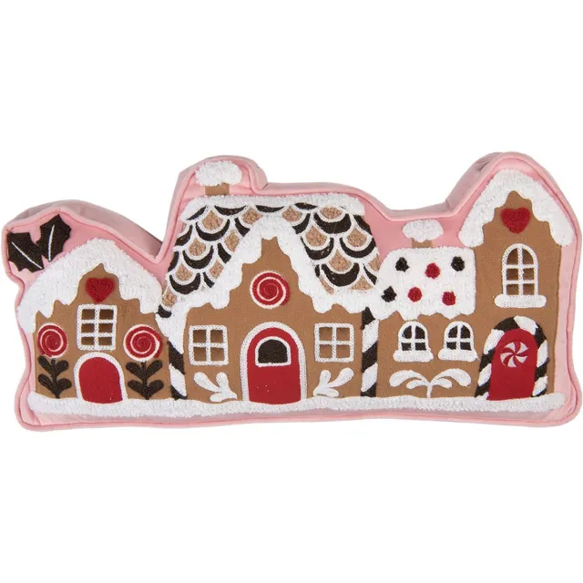Clayre & Eef Sierkussen Gingerbread house 50x25x4 cm Bruin Polyester