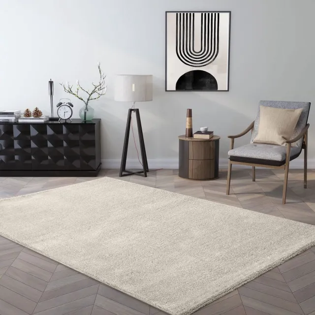 Unyqoos Laagpolig crèmekleurig vloerkleed voor woonkamer en slaapkamer 80x150 cm Creme