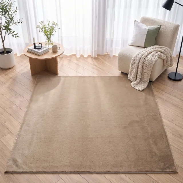 Tapiso Lumi Vierkant Vloerkleed Bruin Zacht Antislip Wasbaar Slaapkamer Woonkamer Tapijt