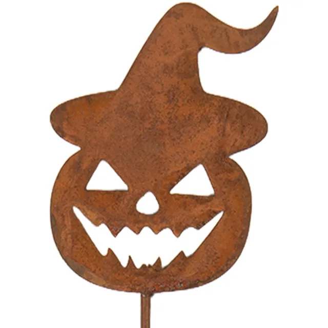 Clayre & Eef Tuinsteker Pompoen Bruin Metaal Herfst decoratie