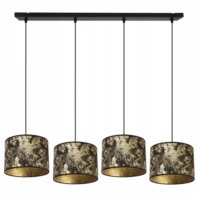 HOME LIGHT Light-Home Werona – Plafondlamp 4-lichts – Verstelbare hoogte – Goud/Zwart – Modern Zwart / Goud