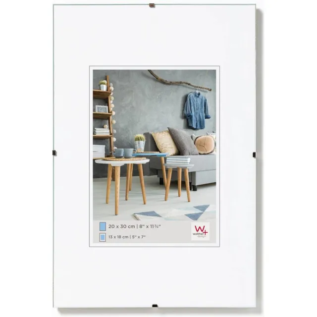 Walther Fotolijstloze schilderijhouders (clip frame) - Frameformaat 15x20 cm - Antireflecterend Glas
