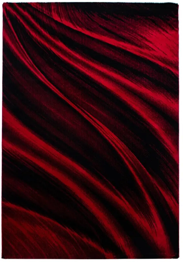 Dutch XXL Modern Vloerkleed | Tapijt | Miami | Golven | Rood | 80x150 cm