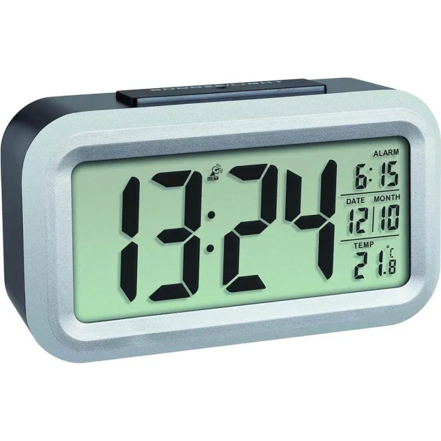 TFA Dostmann 60.2553.01 Wekker Zendergestuurd Zwart, Zilver Alarmtijden: 1 Black;Silver