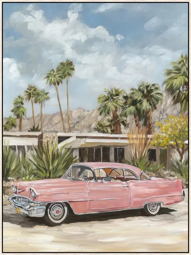 Damn Schilderij met frame 60x80cm Palm Springs auto multi