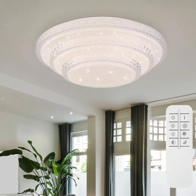 Globo Lighting Dimbare plafondlamp met afstandsbediening, Slimme LED plafondlamp, app stembediening, nachtlamp functie, 30W 2300lm warm wit - koel wit, DxH 49,5 x 13 cm