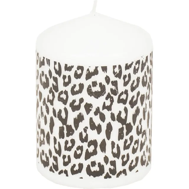 Housevitamin Leopard Diner / Stompkaarsen - Ø7 cm - Luipaard print Wit