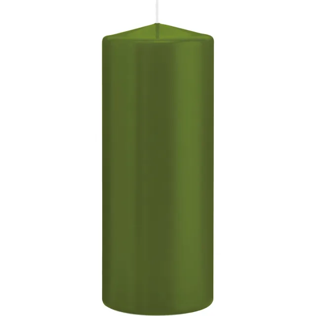 Trend Candles Cilinderkaars/stompkaars - olijfgroen - 8 x 20 cm - 119 branduren - horeca kaarsen