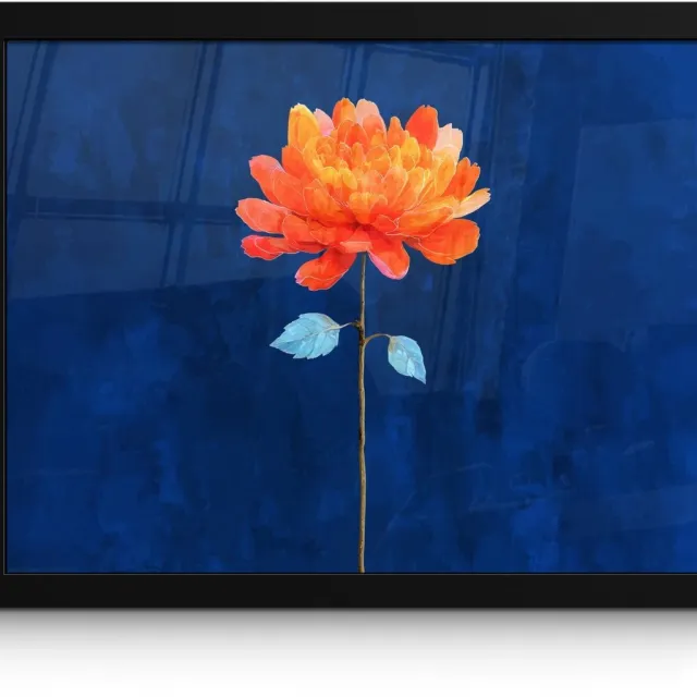 FrameYourWall Poster in lijst - Fotolijst 40x30 cm - Posters - Bloem - Oranje - Bladeren - Posterlijst zwart - Decoratie - Wanddecoratie woonkamer - Muurdecoratie slaapkamer