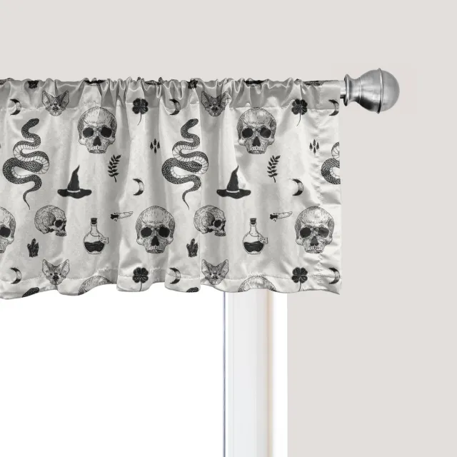 ABAKUHAUS Skull Raamvalletje, Gordijnvalletje voor Keuken en Slaapkamer Decoratie met Tunnelzoom, 137 cm x 30 cm, Kokosnoot Coke Grijs Kokosnoot Cola Grijs