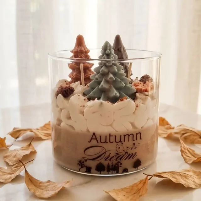 JoyDecor Autumn Dream Geurkaars – Apple & Cinnamon – 350 g – 40+ Branduren – Handgemaakt – Herfstkaars Wit