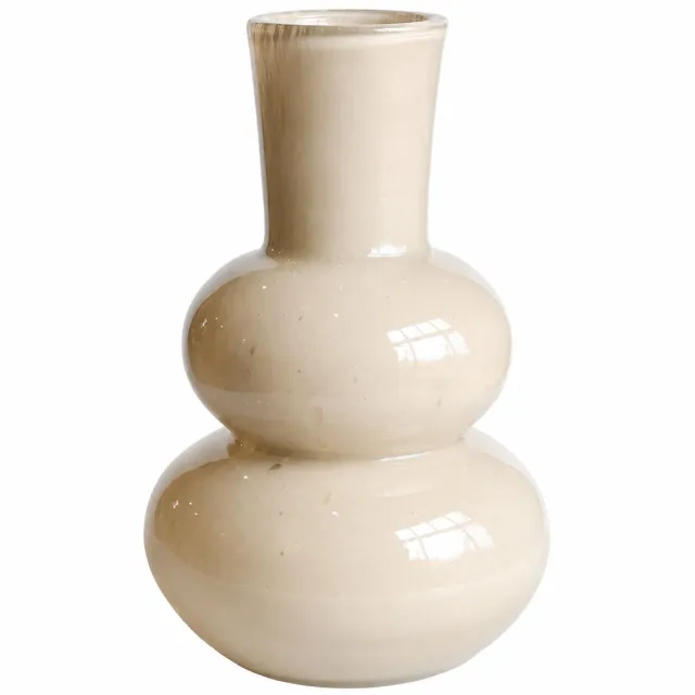 Vase The World Vaas Lindi Elite Beige Ø22 x H36 cm - Mondgeblazen Glas - Design Vaas - Bloemenvaas - Woondecoratie
