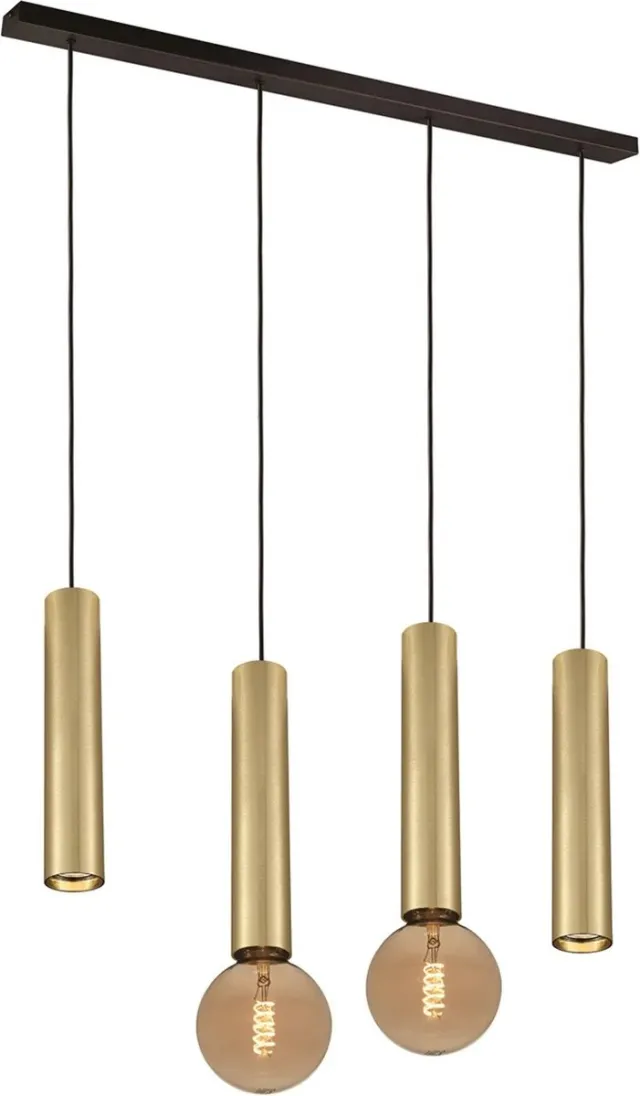 Fantasia Taboro hanglamp 4-lichts, 2x GU10 + 2x E27 (excl.), zwart met geborsteld goud, aluminium zwart + geborsteld goud