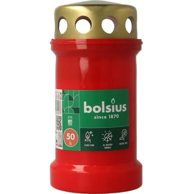 Bolsius Herdenkingslicht - Met deksel - Rood - 50 branduren