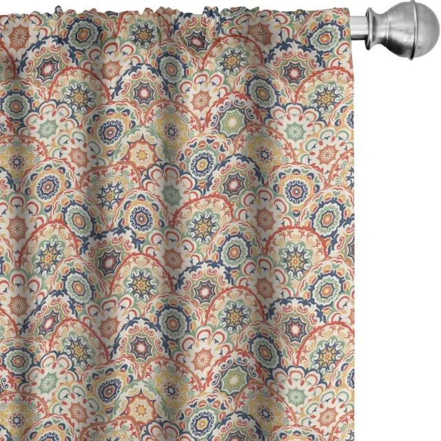 ABAKUHAUS Geometrische gordijnen – 2-delige set microvezel gordijnen, veelkleurig, halverduisterende gordijnen, 75x225 cm Mehrfarbig