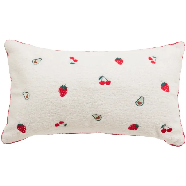 Atmosphera Sierkussen Bouclette Fruity - 30x50cm - Wit