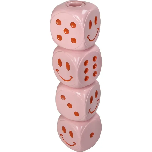 HD Collection Kaarsenhouder Die Polyresin 7.5x7.5x29.5cm roze/oranje