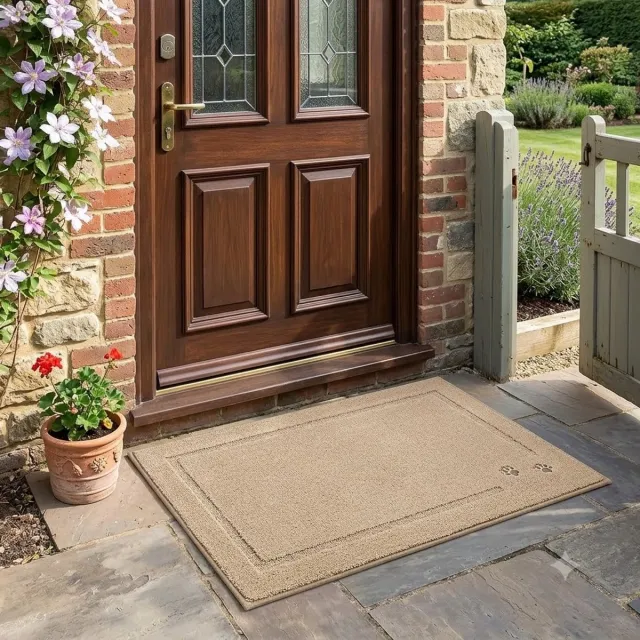 Maison Elara Deurmat voor binnen 50 x 80 cm, wasbare vuilvangmat, antislip voetmat voor entree en hal, beige