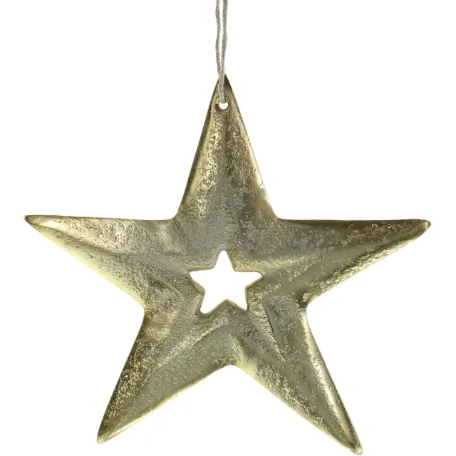 Riffelmacher & Weinberger Riffelmacher kersthanger ster-in-ster goudkleurig Ø 15 cm - aluminium