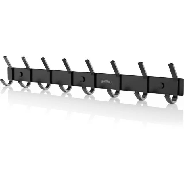 Rheme Wandkapstok - Muur Kapstok - 16 haken - Kledinghanger - Hangend - RVS - Inclusief Bevestigingsmateriaal - Rheme Zwart