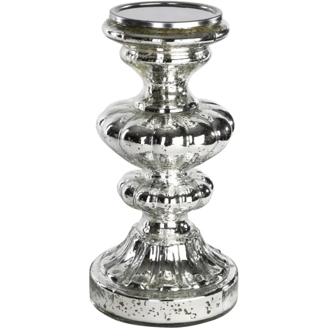 PTMD Xmas jingle silver glass candleholder m Zilver