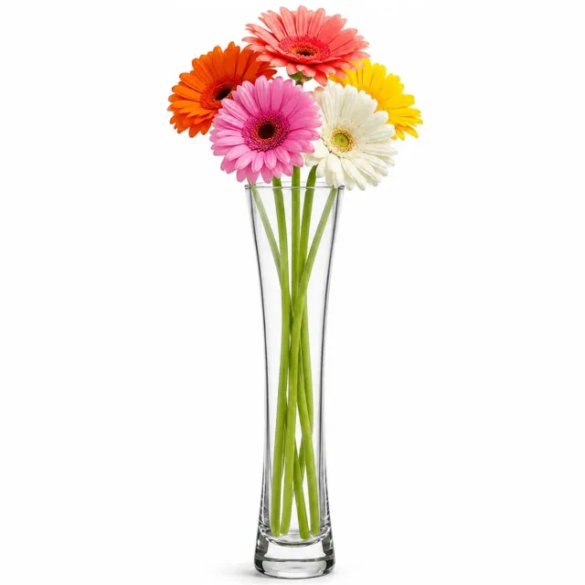 Alessandro bloemenvaas Havana - transparant glas - H25 cm - taps opening - steelbloemen en siertakken