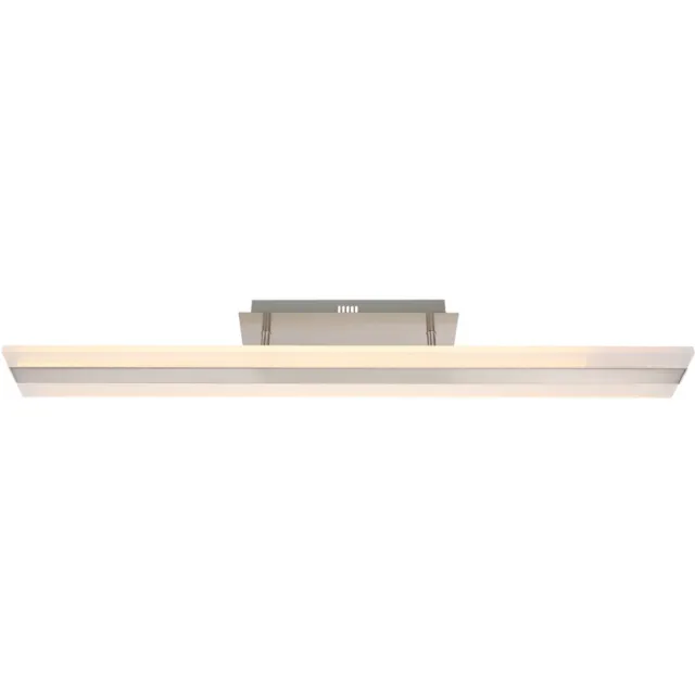 Globo Lighting Plafondlamp woonkamerlamp zilver LED plafondlamp eettafel, gemaakt van aluminium met satijnen kap, 1x 28W 1x 2240lm 3200K, LxH 90x12 cm