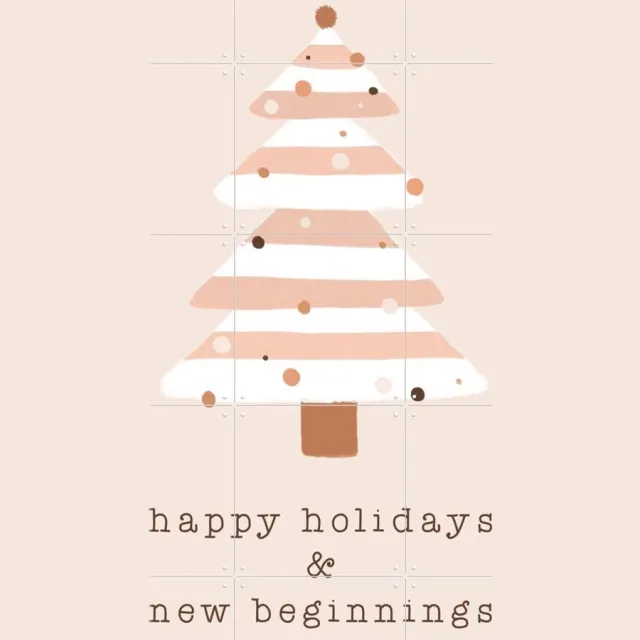IXXI Happy Holidays & New Beginnings, Orara Studio & Various - 100 x 100 cm - Grote wanddecoratie en posters - Speels, Illustraties, Digitale Kunst Roze