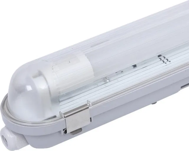 HOFTRONIC LED TL armatuur 150cm - T8 (G13) - 24 Watt 2640 lumen (110lm/W) - 3000K warm wit (830) - Koppelbaar - Flikkervrij - IP65 waterdicht - LED TL Lamp Transparant