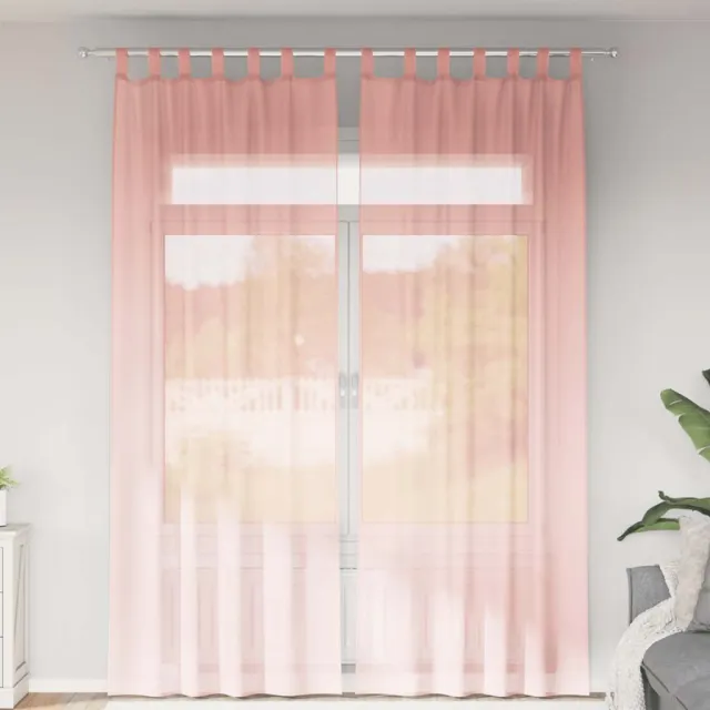 vidaXL Gordijnen voile met lussen 2 st 140x260 cm roze