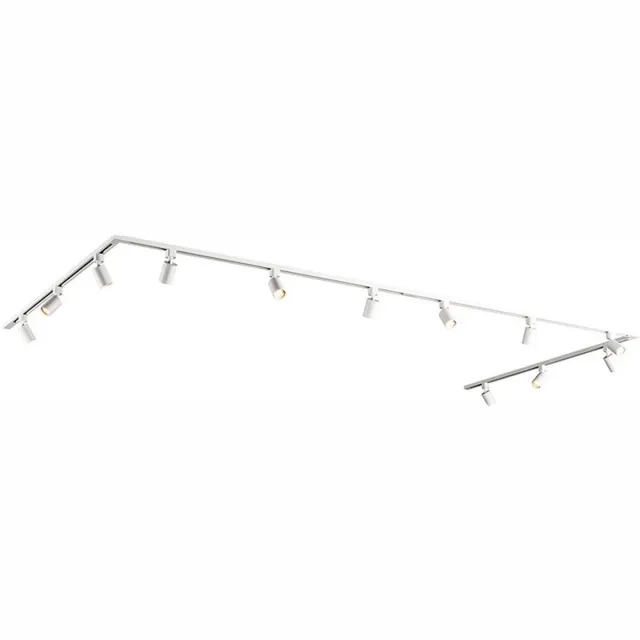 HOFTRONIC railverlichting pakket U-vorm – 6 meter railsysteem – 12 dimbare GU10 railspots 2700K warm wit – aluminium wit – IP20 – modulair – 230V – railverlichting woonkamer keuken