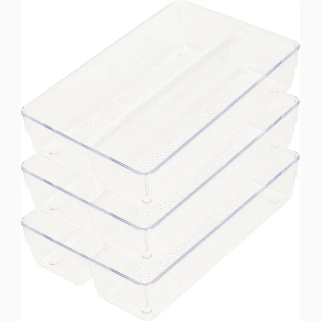 PLASTICFORTE Lade organizer Skuff - 3x - transparant - kunststof - 23 x 15 x 5 cm - modulair - ladeverdeler