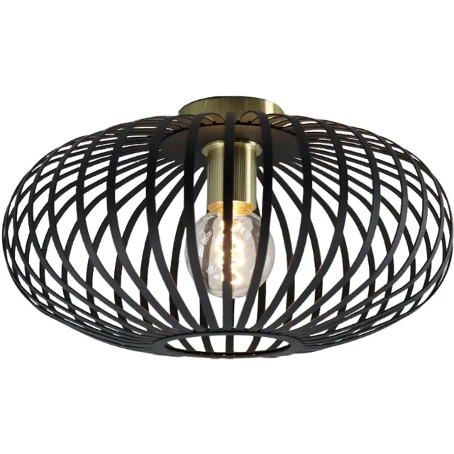 Olucia LIEVE - Plafondlamp - Goud / Zwart - Geschikt voor Woonkamer/Slaapkamer/Hal - Vorm: Rond