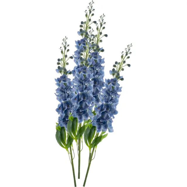 Bellatio Design Kunstbloem bloesemtak ridderspoor - 5x - 87 cm - blauw - kunst zijdebloemen