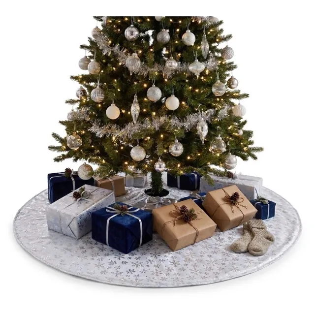 Anna's Collection Kerstboomrok- grijs - D120 cm - polyester - kerstboom keed - kerstversiering