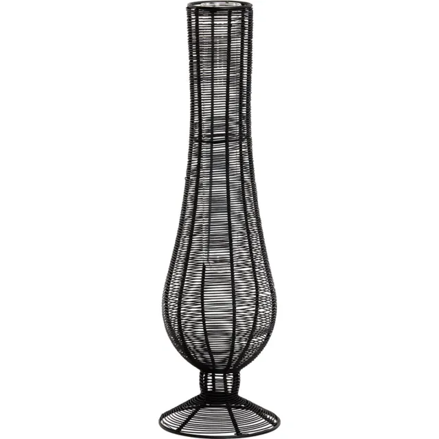 Light & Living Light&living Vaas Ø17x50 cm TUPURI mat zwart-glas helder