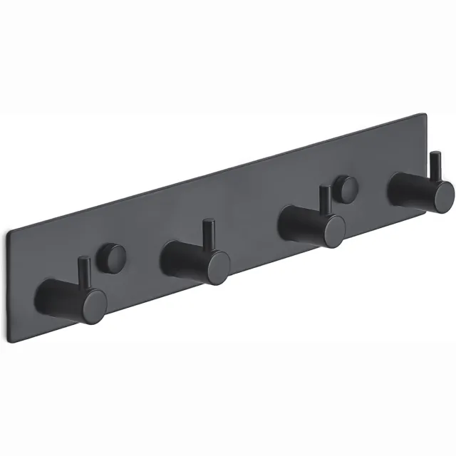 Brute Strength RVS Kapstok - 4 haken - 25 cm - Mat Zwart - Wandkapstok - Kapstok hangend industrieel - Handdoekrek