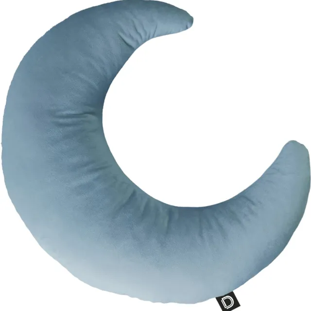 Decordruk VELVET Serie - Sierkussen - Kussen in Maanvorm - BLAUW