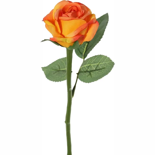 Top Art Kunstbloem roos Nina - oranje - 27 cm - kunststof steel - decoratie bloemen