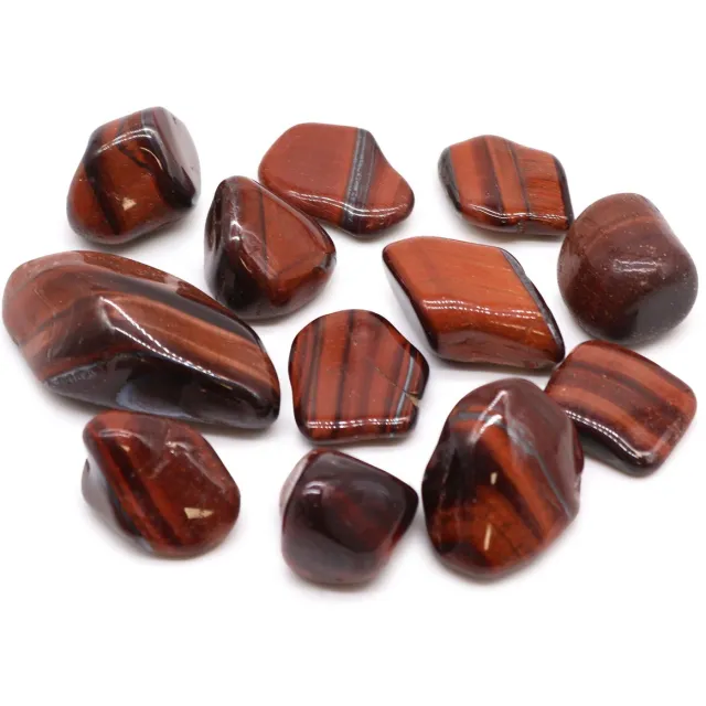 Ancient Wisdom Zak met 12 Afrikaanse edelstenen tijgeroog - rood - 26 mm (KG)