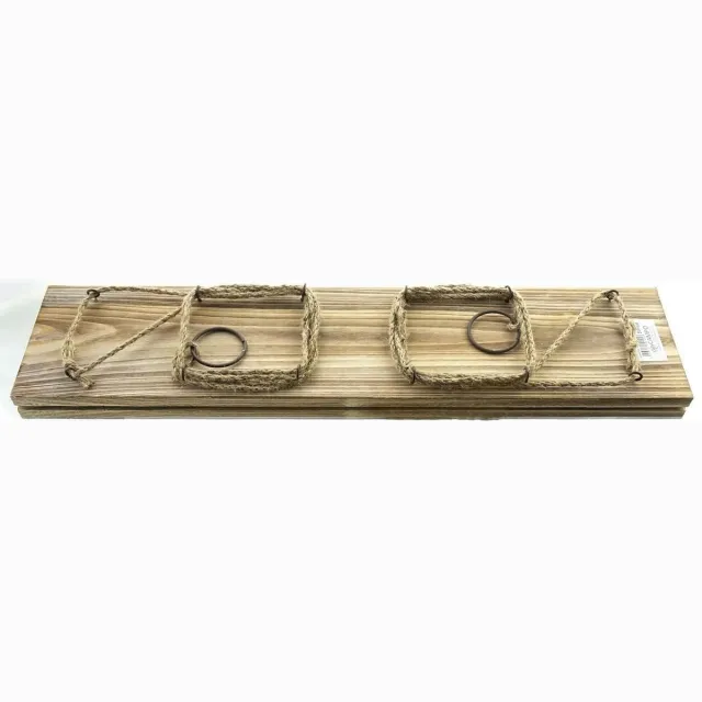 Sagaflor Hangplank met 8 haken 14 x 60 cm - hout Naturel