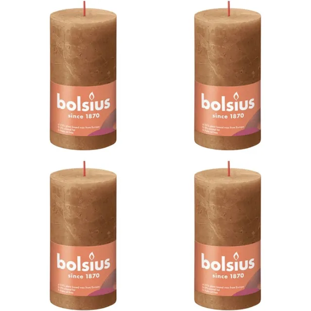Bolsius Stompkaarsen Shine 4 st rustiek 130x68 mm spice brown Kruidenbruin